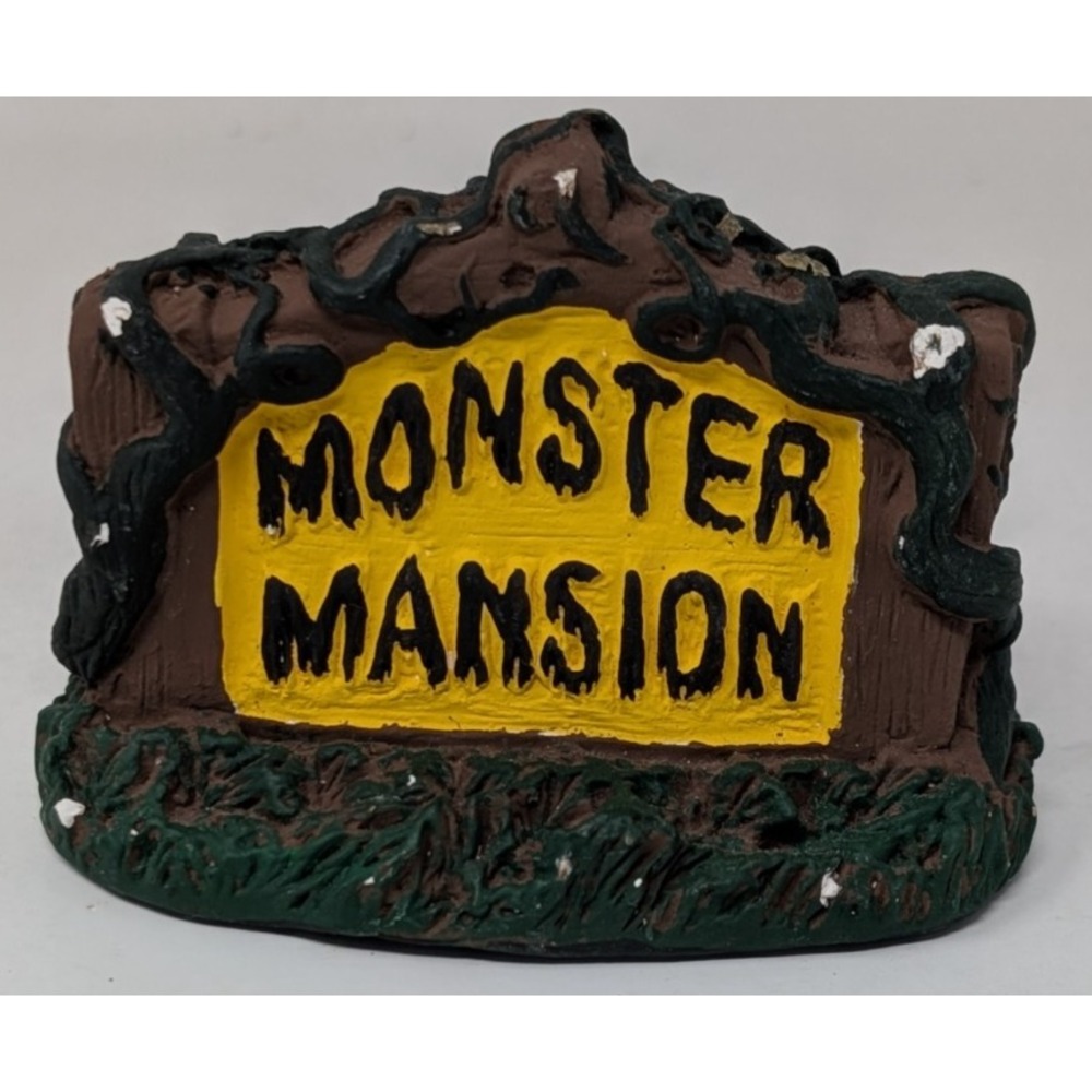 Wee Craft Monster Mansion Ceramic Halloween Village Model House‎ Sign VTG
